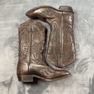 Frye Women's Billy Stitch Cowboy Boots Brown Leather Size 7.5 Style 76851